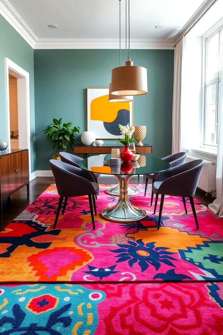 Bold Colors and Patterns for a Vibrant Dining Space - Rug Ideas to Transform Your Dining Room Flooring