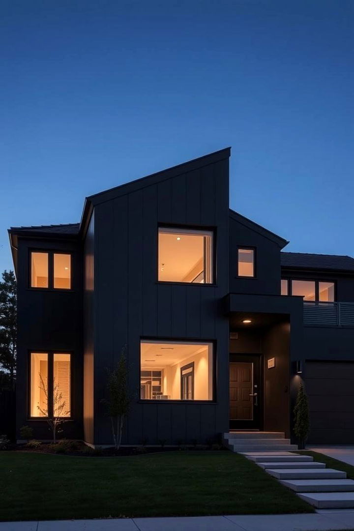Bold Contemporary Appeal - Dark Grey House Exterior Ideas for Bold Curb Appeal