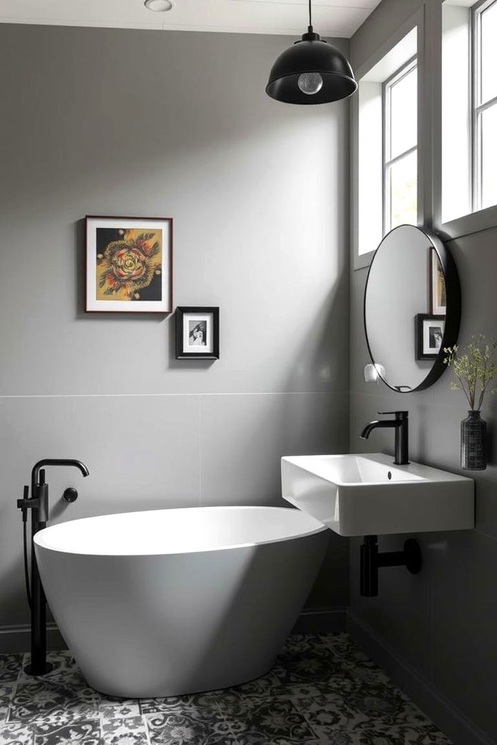 Bold Contrast Accents - Black & Grey Bathroom Ideas: Sleek Monochromatic Styles