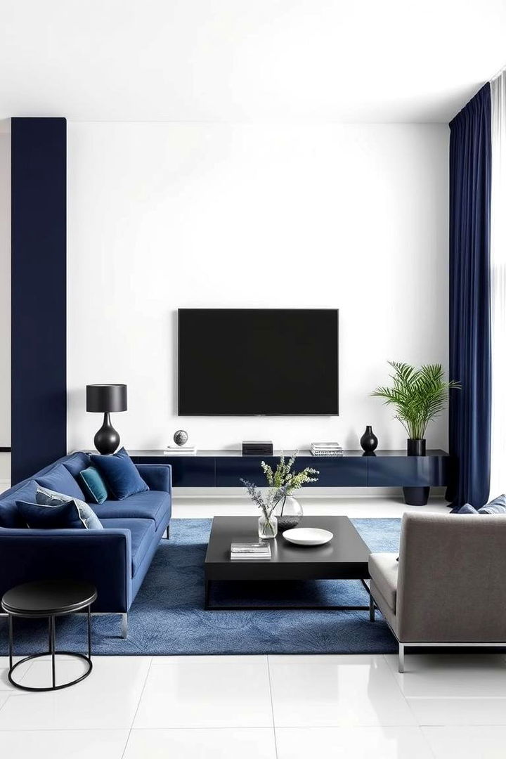Bold Contrast Crisp White and Deep Navy - Two-Tone Wall Paint Ideas to Elevate Room Dimensions