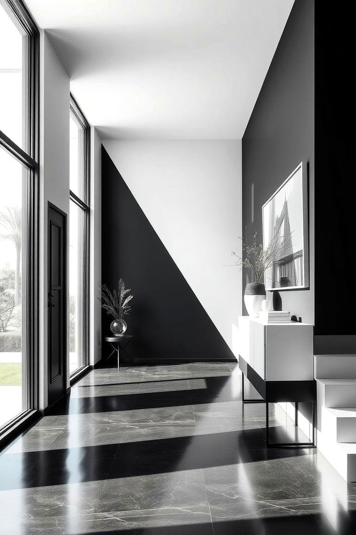 Bold Contrast Entryway - Striking Black and White Hallway Decor Solutions