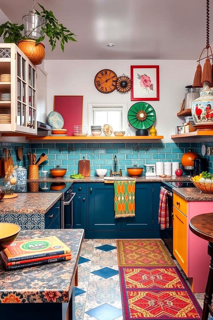 Bold Eclectic Patterns and Colors - Maximalist Kitchen Decor Ideas: Colorful, Clutter-Chic Style