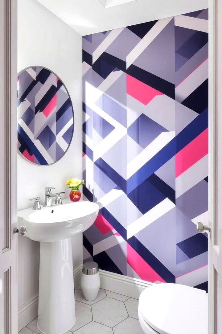Bold Geometric Patterns - Striking Powder Room Wallpaper Ideas for Bold Style