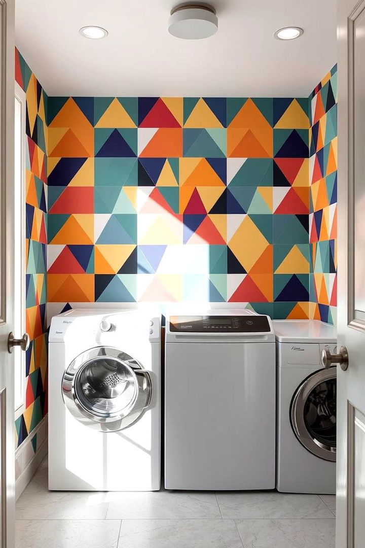 Bold Geometric Patterns - Stylish Laundry Room Wallpaper Patterns & Designs