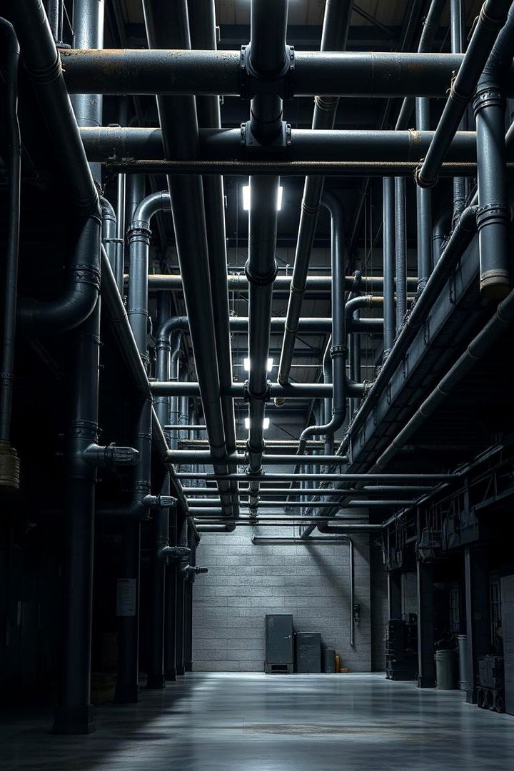 Bold Industrial Accents - Sleek Black Garage Ideas for Stylish, Organized Spaces