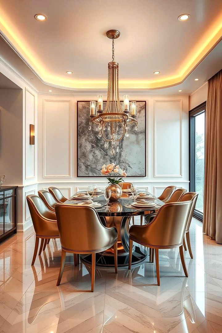 Bold Metallic Accents - Glam Dining Room Ideas for Luxurious Entertaining