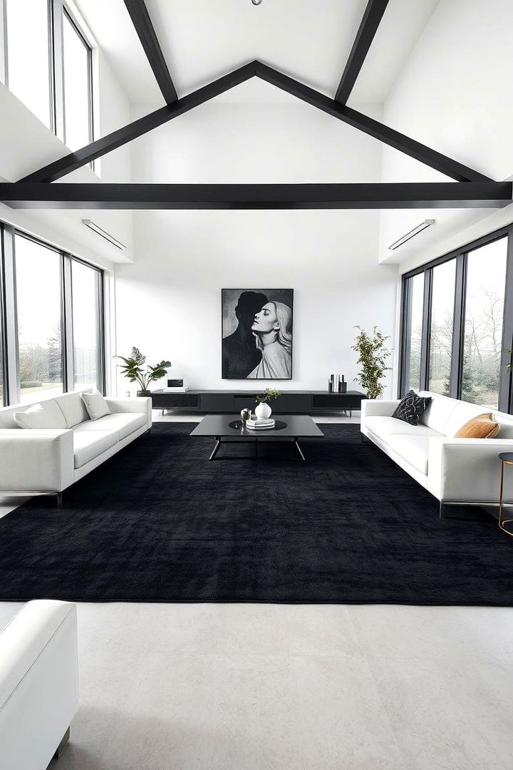 Bold Minimalist Space - Bold Black Carpet Living Room Design Inspirations