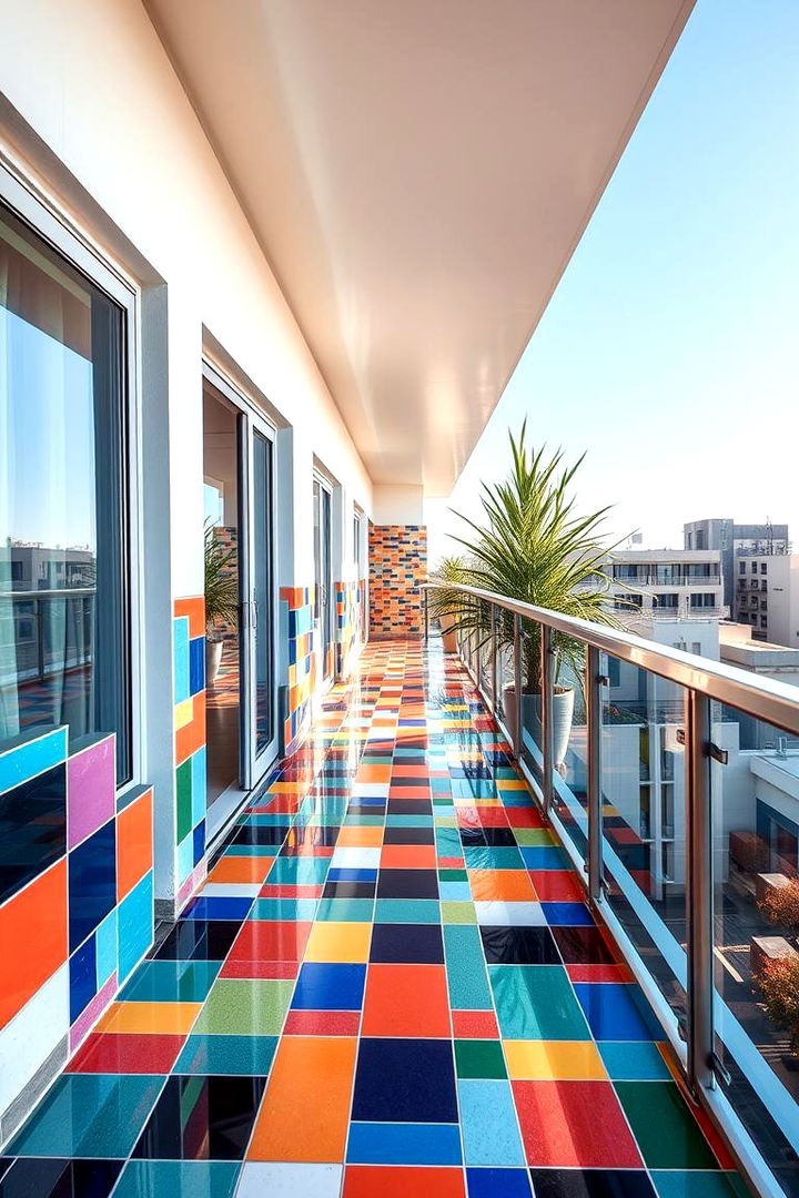 Bold Modern Mosaic - Balcony Tile Ideas to Refresh Your Outdoor Space