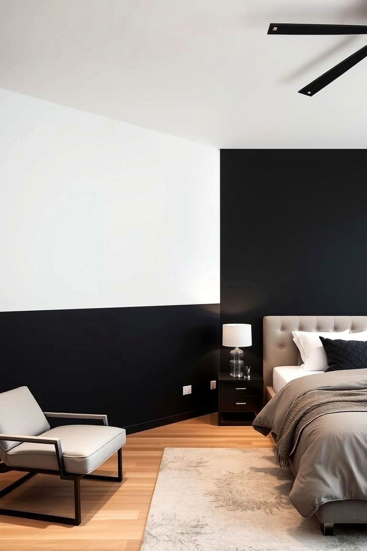 Bold Modern Vibe - Black Accent Wall Bedroom Ideas for Bold Sophistication