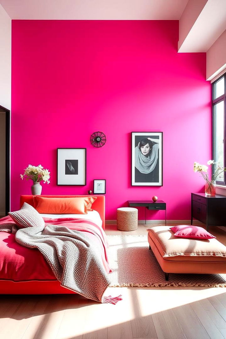 Bold Pink Feature Wall - Hot Pink Bedroom Decor Ideas for a Vibrant Retreat