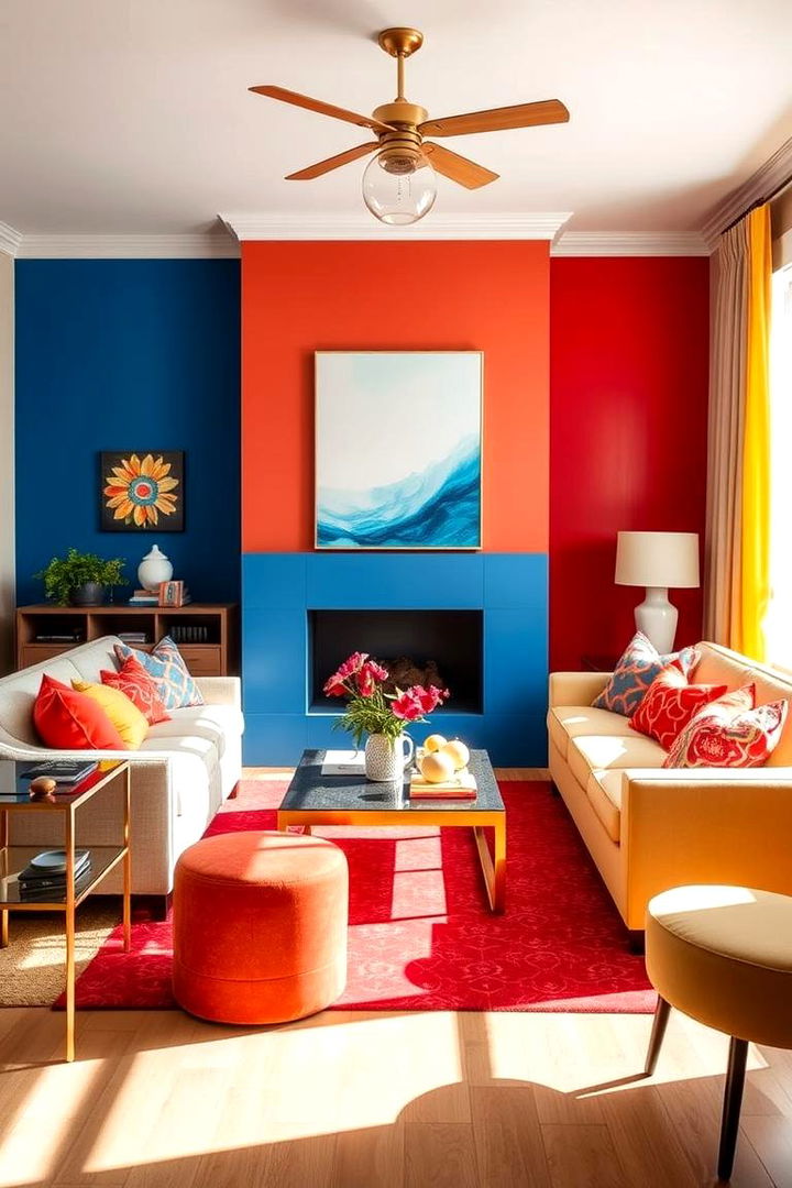 Bold Primary Hues for Impactful Living - Colorful Living Room Inspirations: Bold & Inviting Spaces