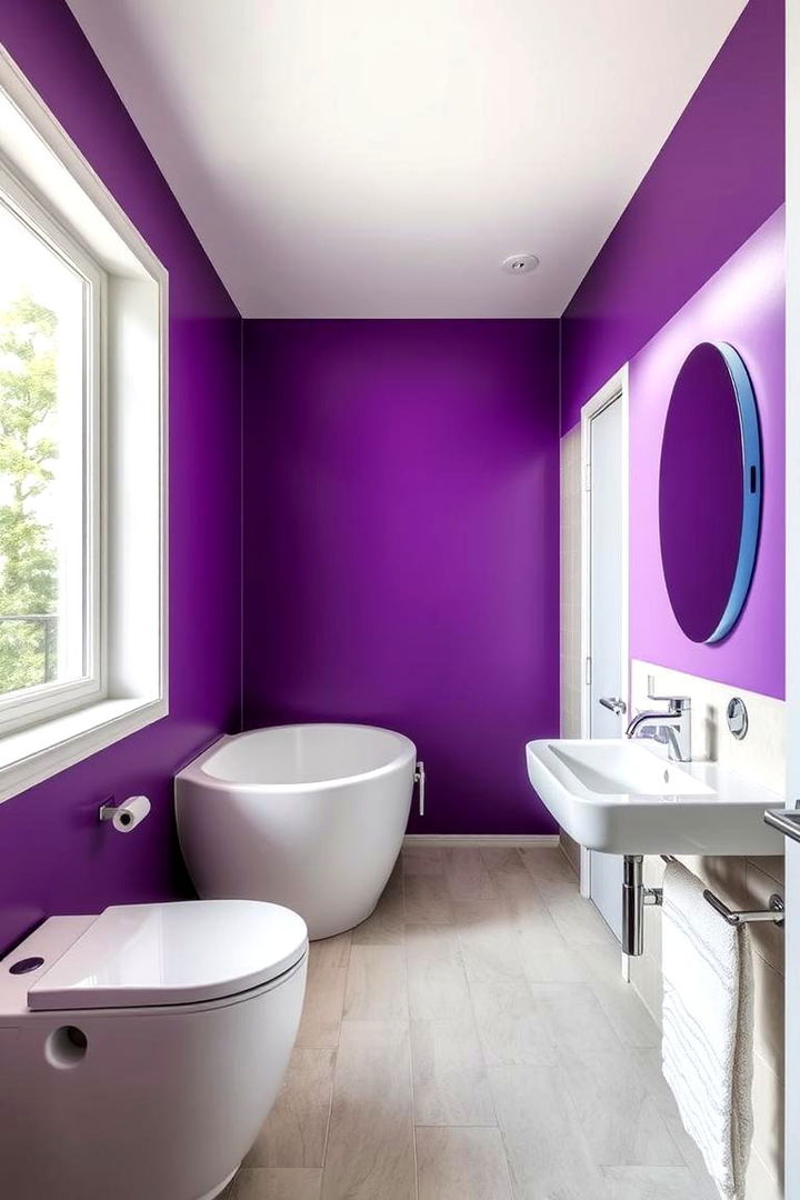 Bold Purple Accent Walls - Regal Purple Bathroom Ideas for a Luxurious Spa Vibe