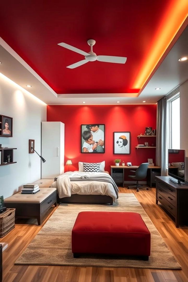 Bold Red Accent Wall - Vibrant Red Boy Room Ideas for Energetic Spaces
