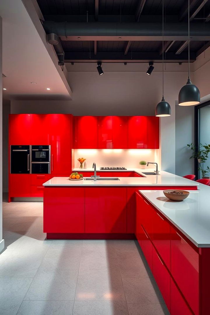 Bold Red Accents - Bold Kitchen Island Color Ideas to Transform Your Space