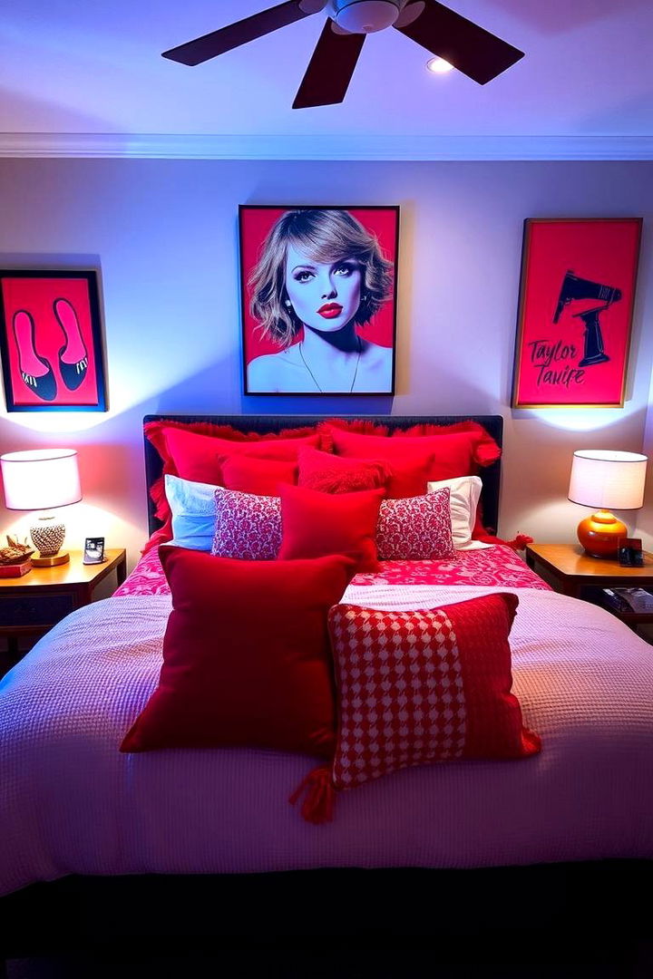 Bold Red Accents - Taylor Swift-Inspired Bedroom Decor Ideas for Swiftie Fans