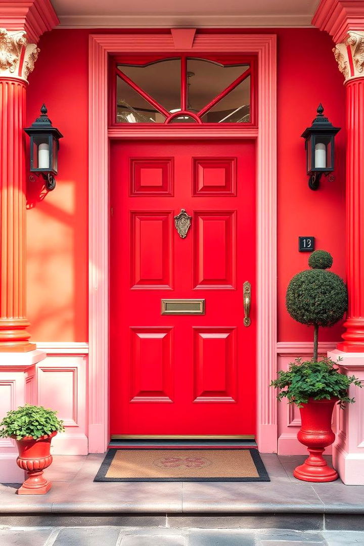 Bold Red Statement Charm - Front Door Color Ideas for Bold Statements
