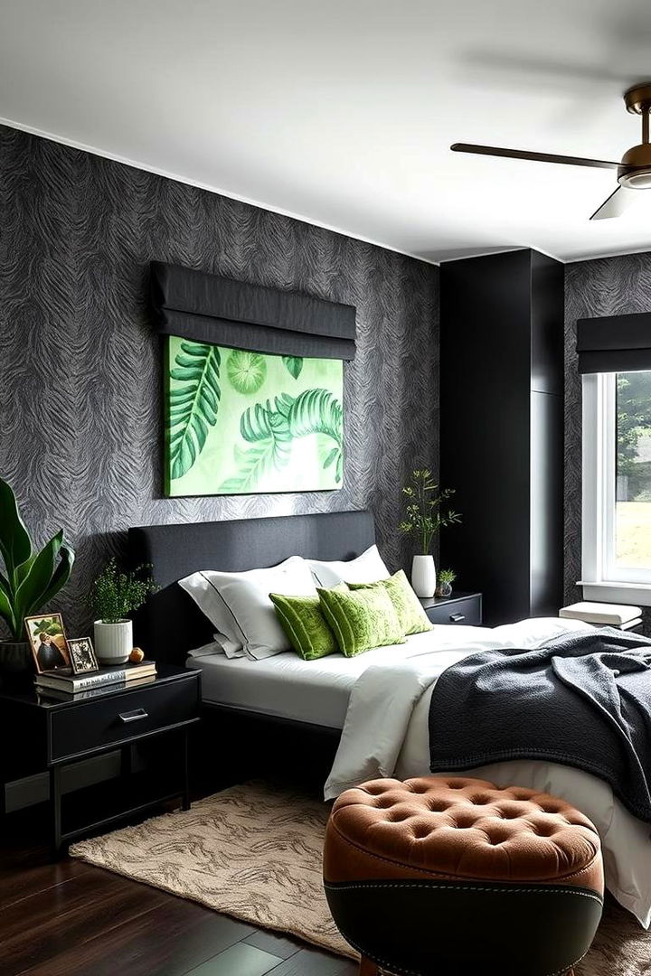 Bold Statement Walls - Black & Green Bedroom Design Ideas for Modern Spaces