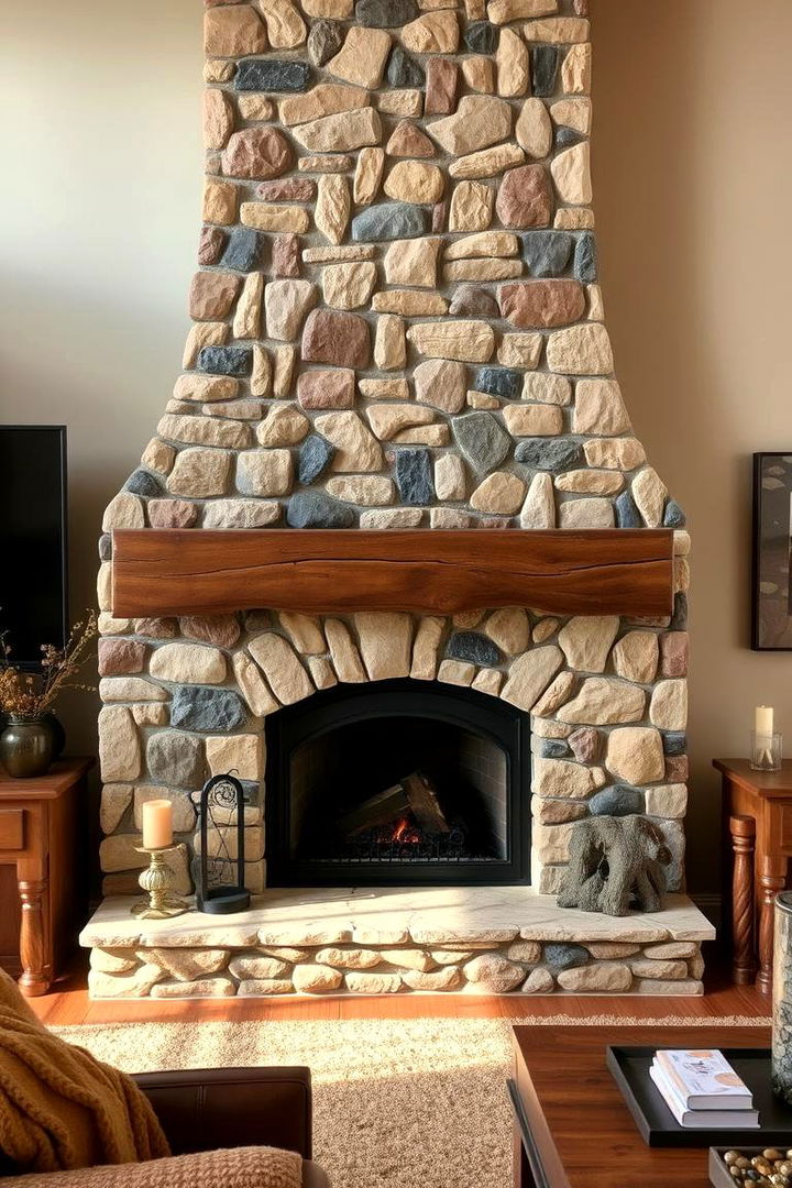Bold Statement with Rustic Faux Stone Fireplaces - Faux Stone Fireplace Ideas for Affordable Elegance