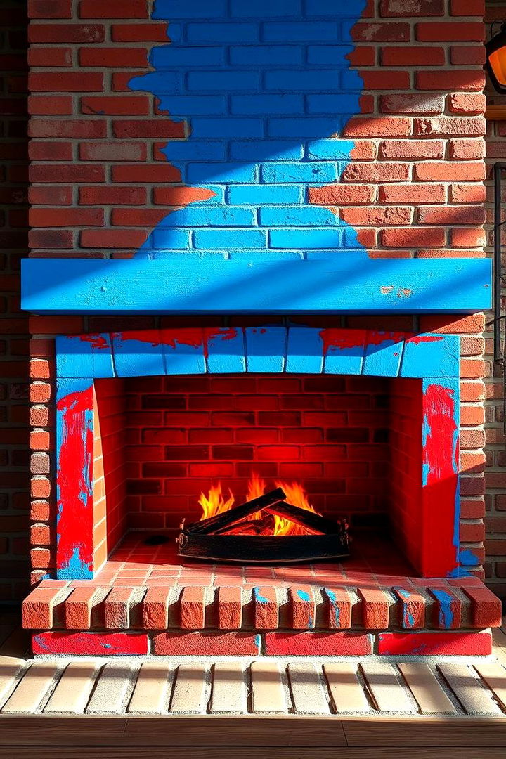 Bold Vibrant Colors - Painted Brick Fireplace Ideas to Refresh Your Hearth