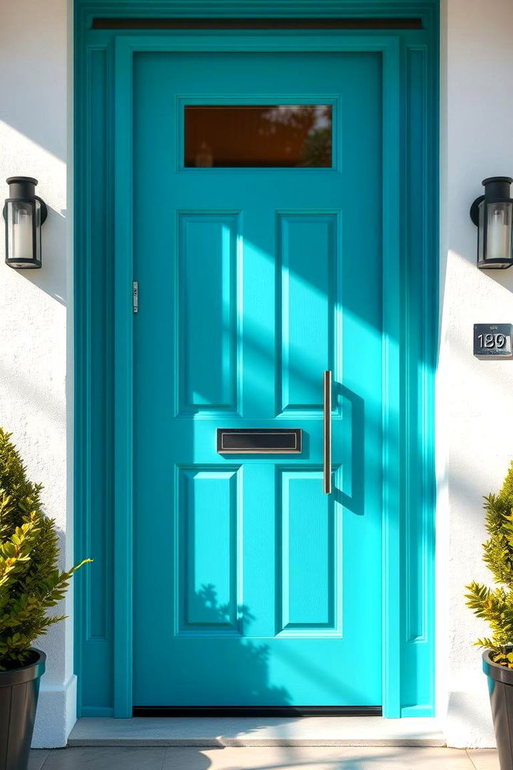 Bold Vibrant Entry - Turquoise Front Door Designs to Elevate Curb Appeal