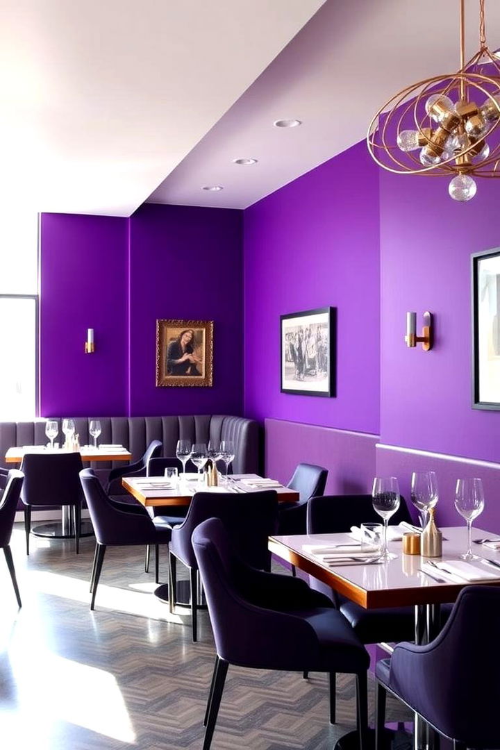 Bold Violet Walls - Sophisticated Purple Dining Room Decorating Ideas