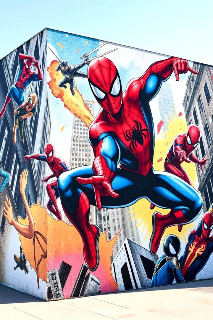 Bold Wall Murals - Spiderman Room Decor Ideas for Superhero-Themed Spaces
