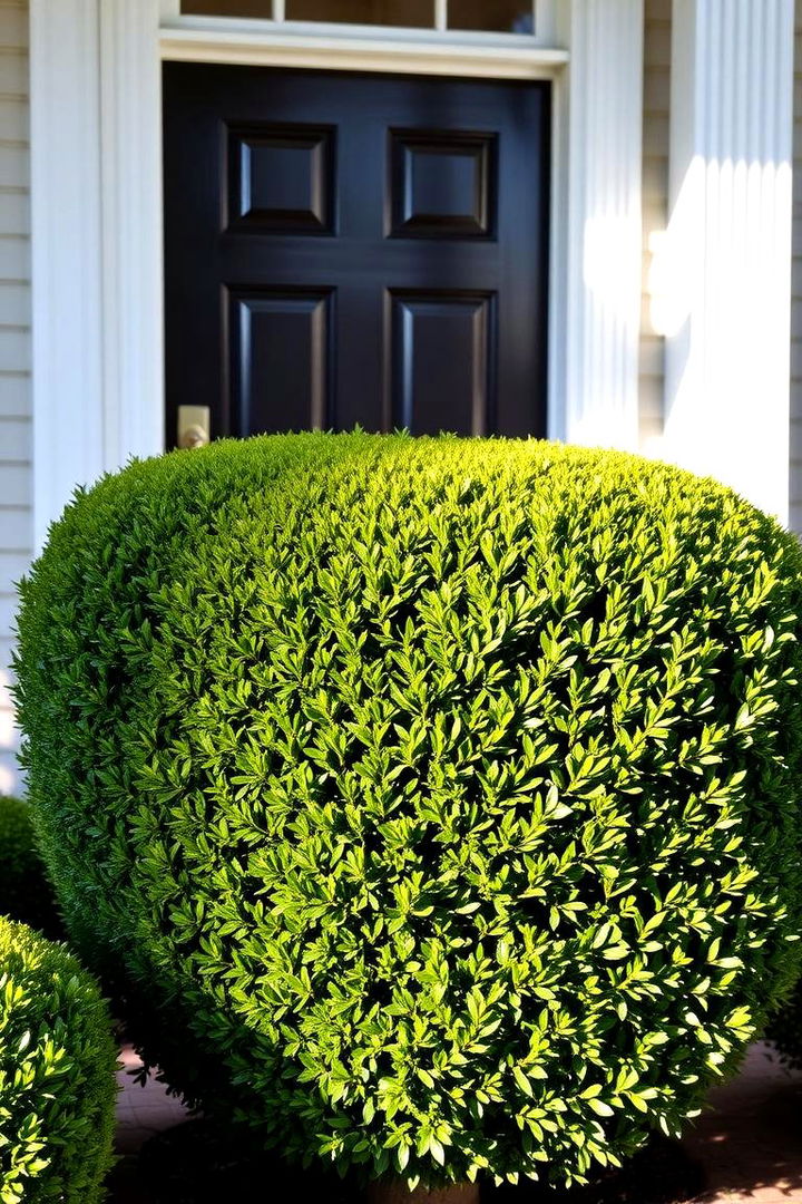 Boxwood Elegance Graces the Entrance - Front Door Plant Ideas for Lush Greenery