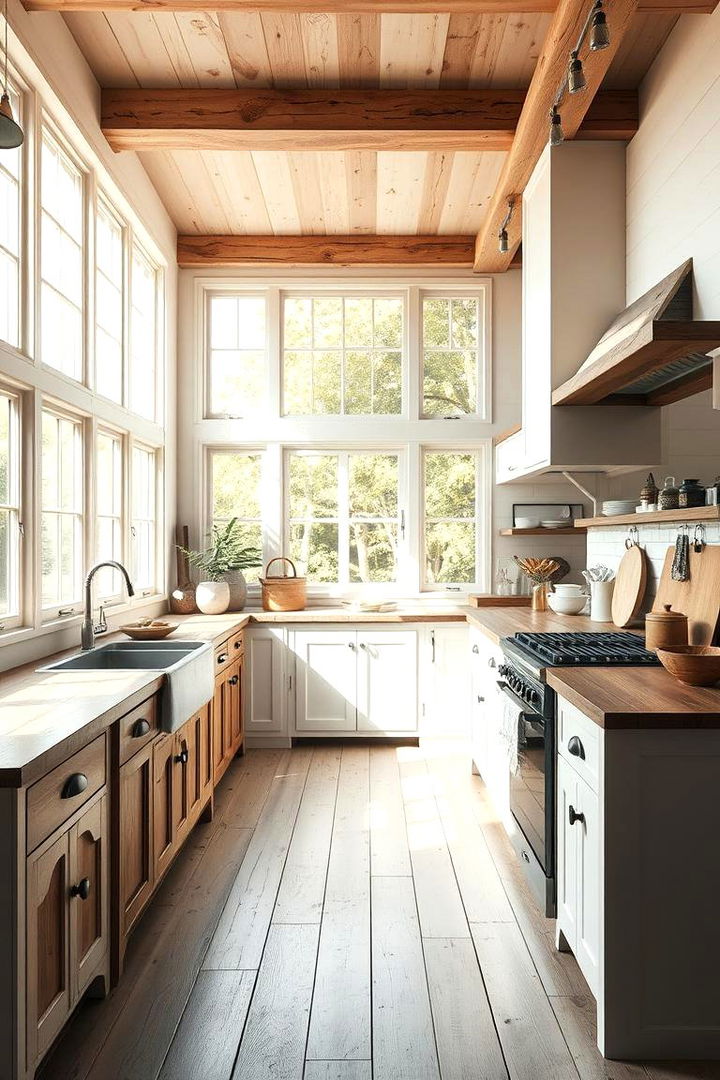Bright Natural Light Ambiance - Rustic White Kitchen Ideas for Farmhouse Elegance