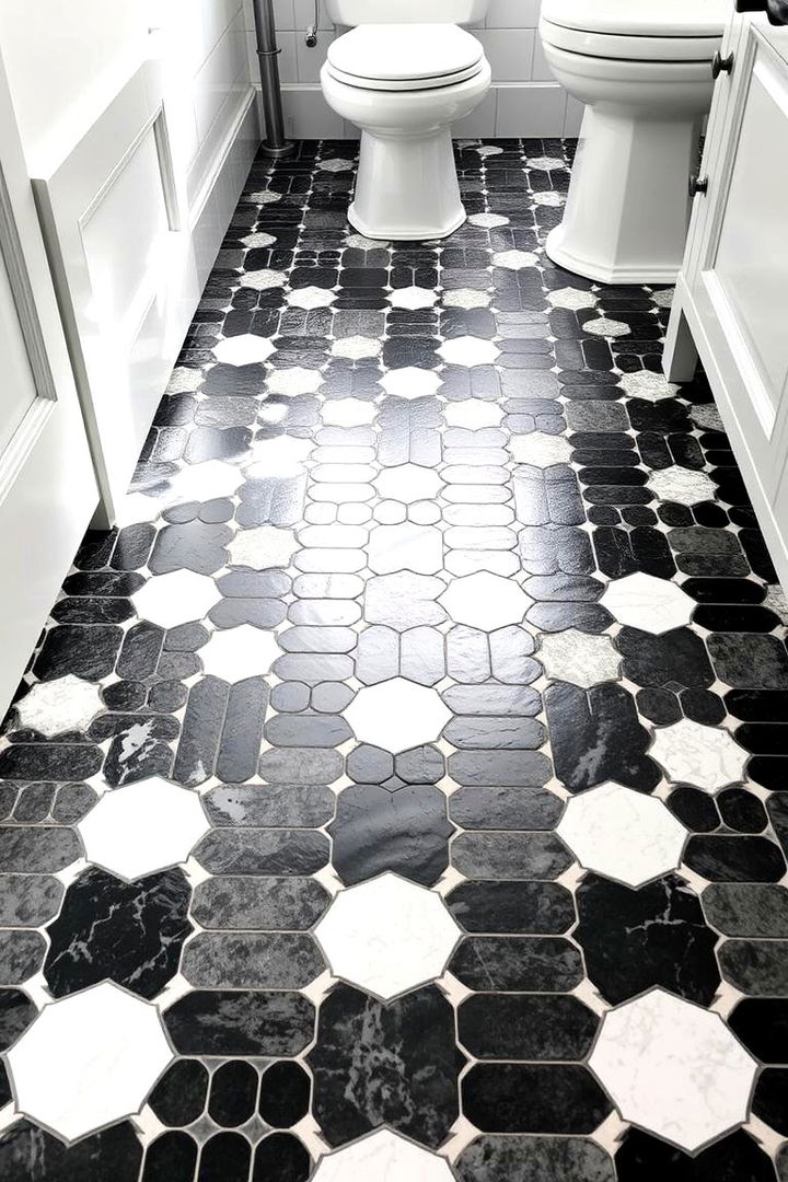 Classic Black and White Mosaic - Bathroom Mosaic Floor Tile Ideas: Transform Your Space