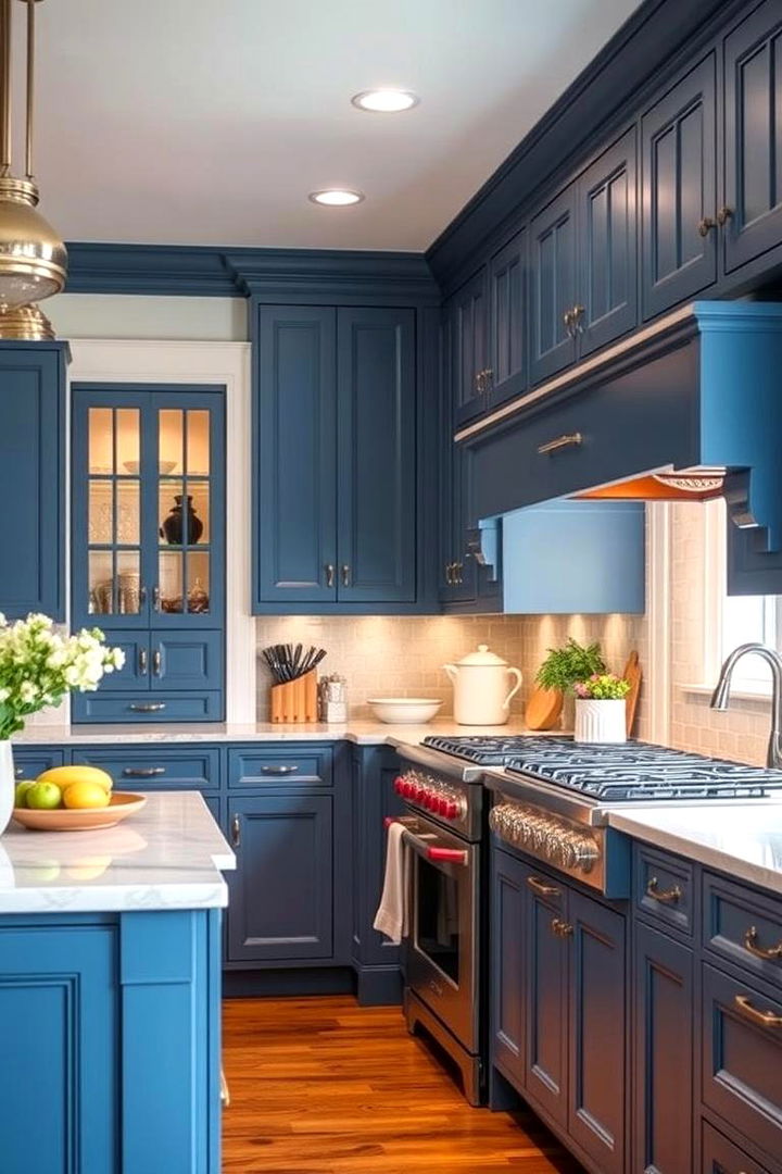 Classic Blue Cabinets - Blue and White Kitchen Ideas for Classic Coastal Style