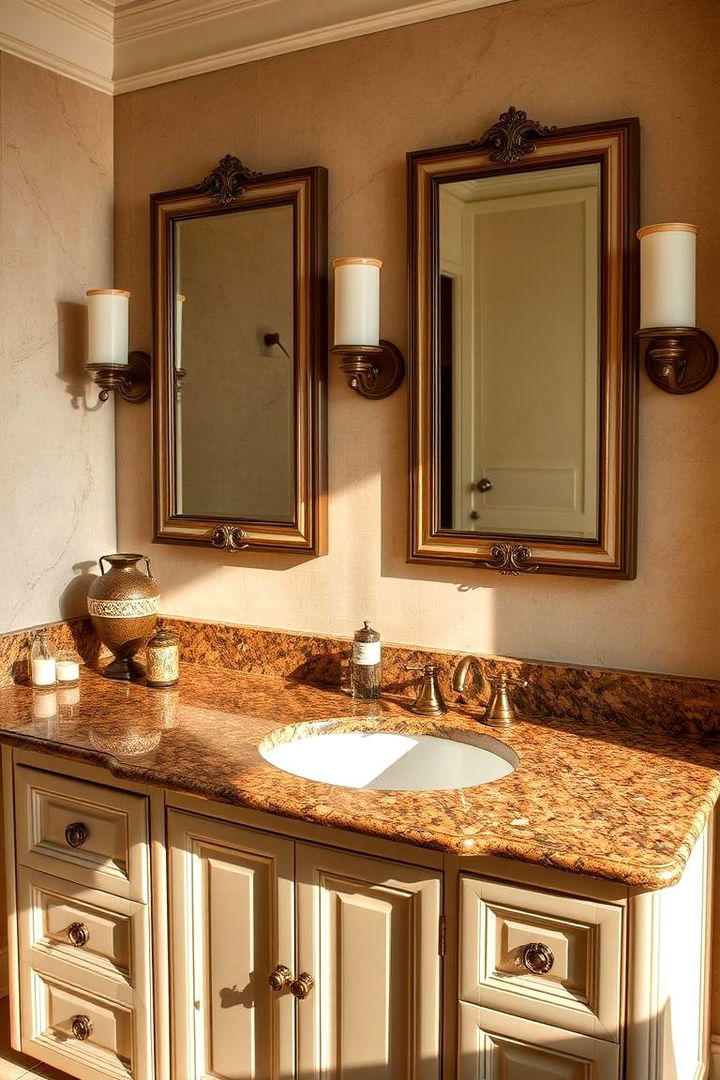 Classic Brown Granite Vanity Designs - Brown Granite Bathroom Ideas for Earthy Elegance