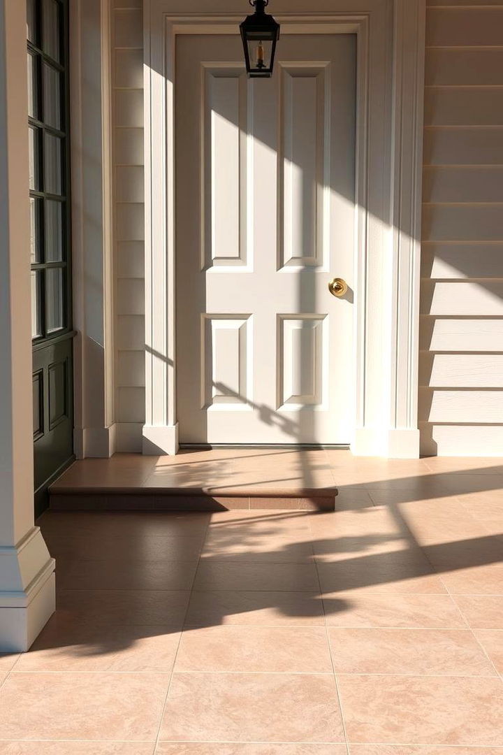 Classic Ceramic Elegance - Durable Front Porch Tile Ideas for Weather-Resistant Style