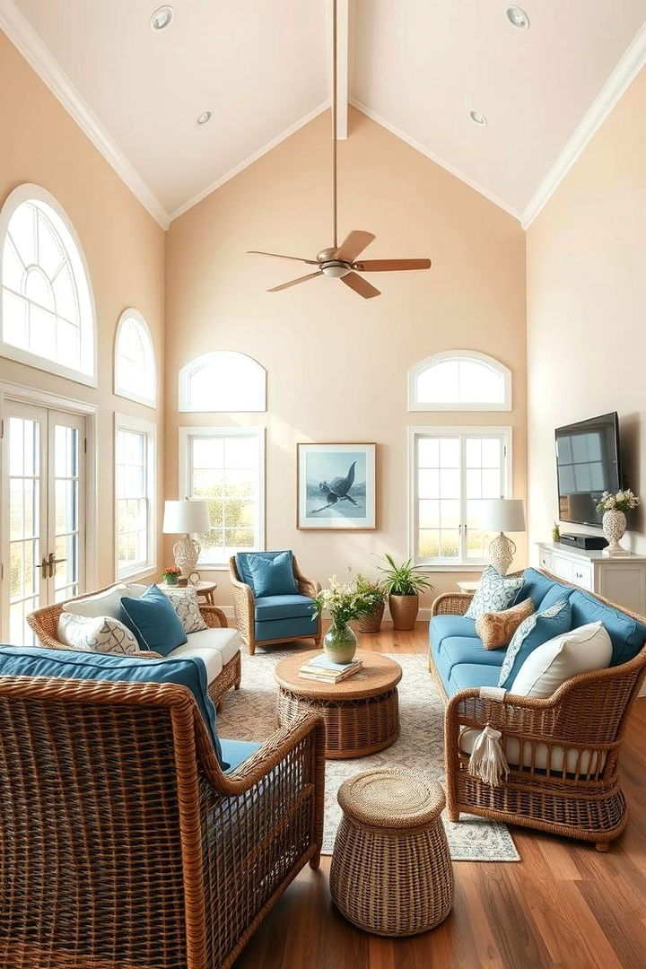 Classic Coastal Ambiance - Blue and Beige Living Room Ideas for Serene Spaces
