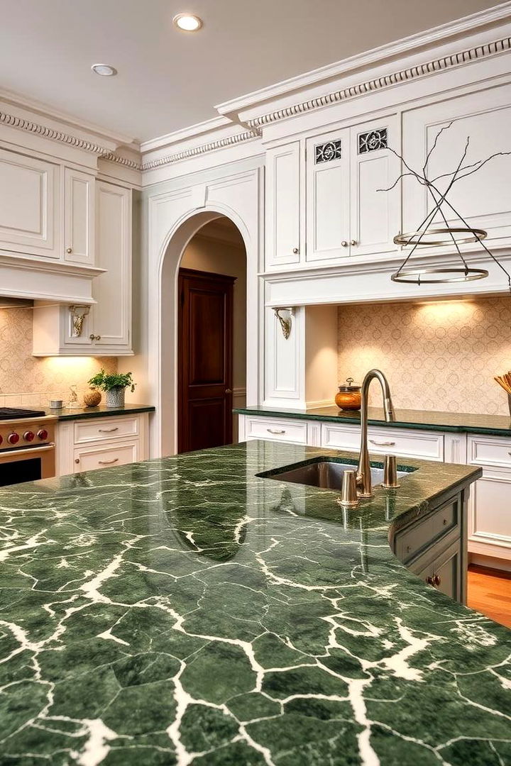 Classic Elegance in Green Marble - Green Marble Countertop Ideas for Luxe Kitchen & Bath Designs