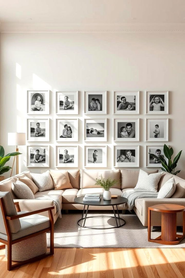 Classic Grid Layout - Family Picture Wall Ideas to Display Memories Creatively