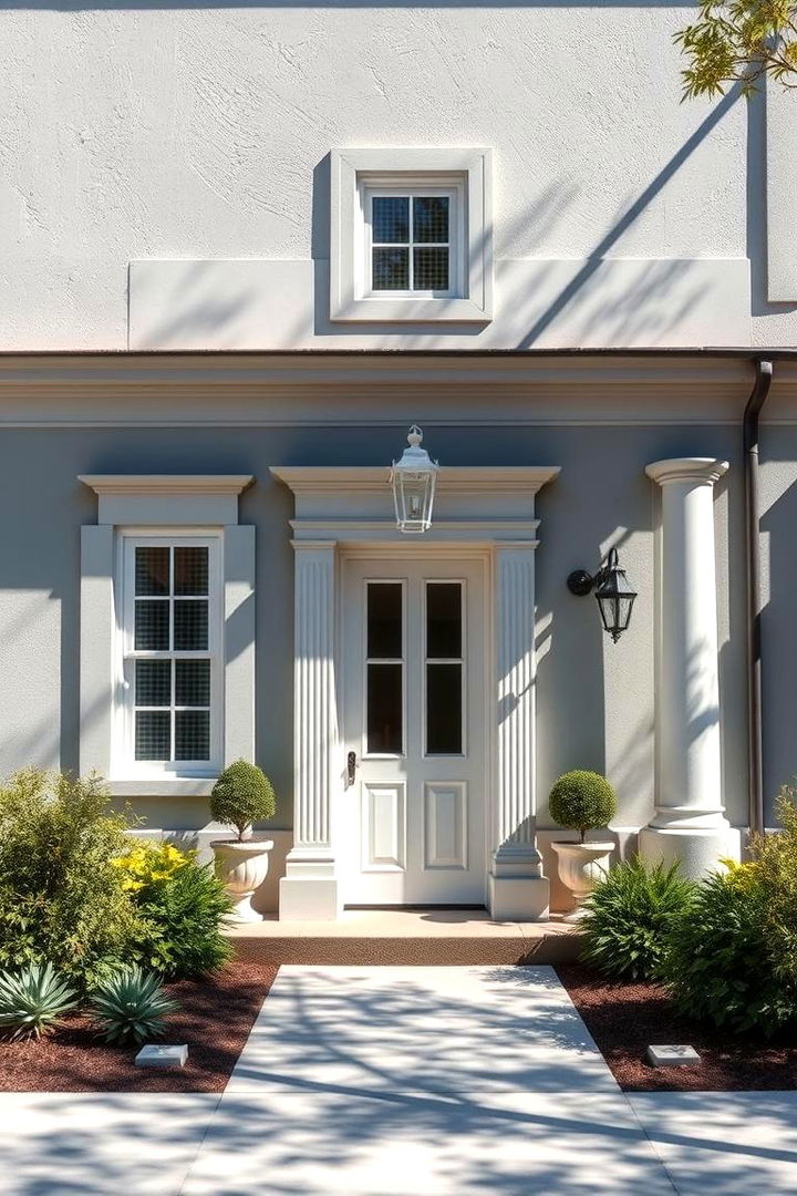 Classic Light Gray Elegance - Gray Exterior House Paint Ideas for Curb Appeal