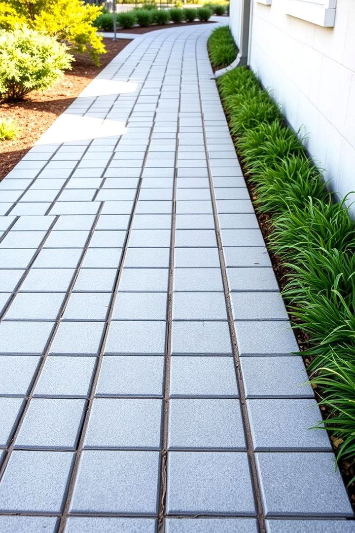 Classic Linear Grey Paver Walkway - Grey Paver Walkway Ideas for Durable Landscaping