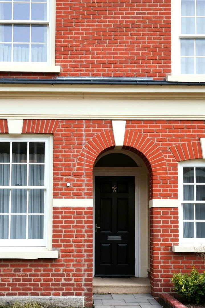 Classic Red Brick with Creamy White Accents - Perfect Exterior Brick and Paint Color Combinations 2024