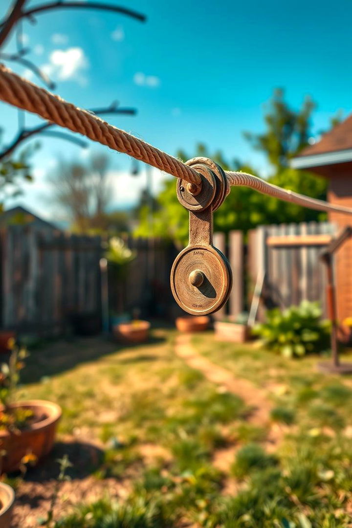 Classic Rope and Pulley Setup - Outdoor Clothesline Ideas for Efficient Drying