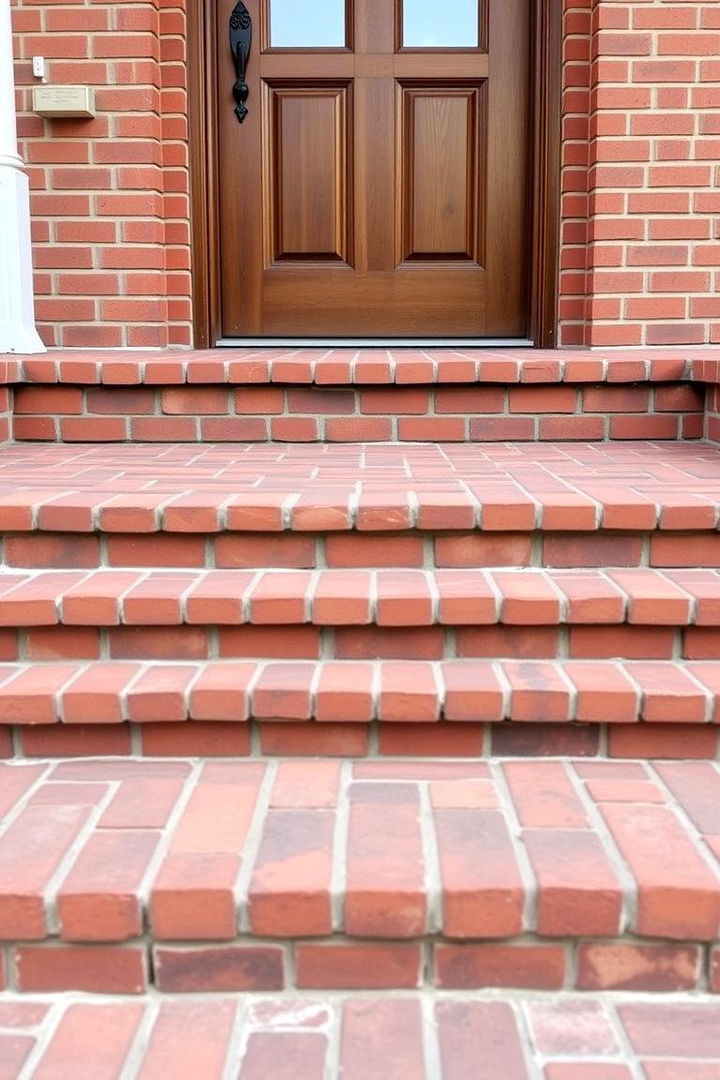 Classic Stacked Brick Pattern - Brick Front Steps Design Ideas for Curb Appeal