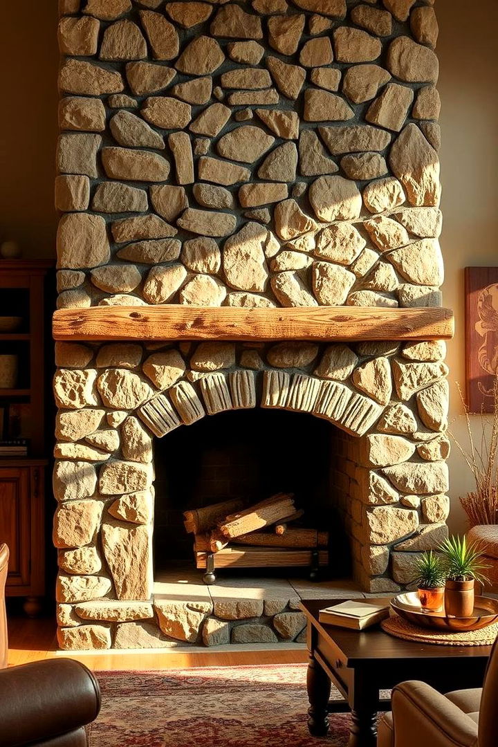 Classic Stone Fireplace - Living Room Fireplace Ideas for Cozy Elegance