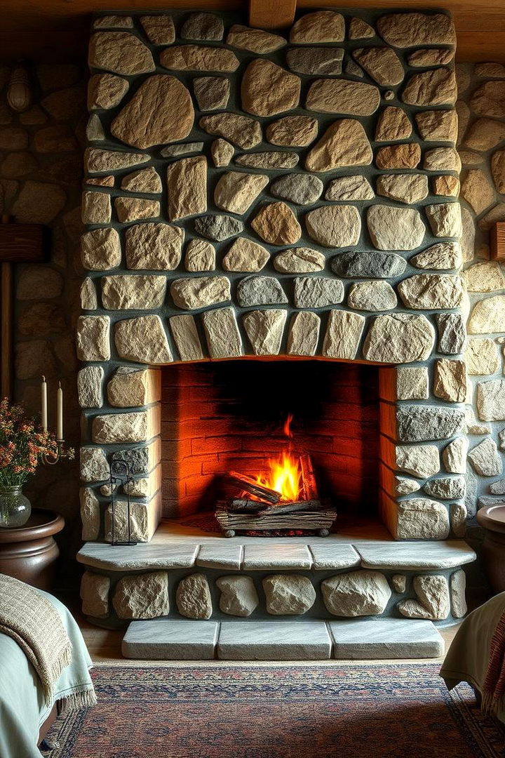 Classic Stone Hearth - Cozy Bedroom Fireplace Ideas for Warmth & Style