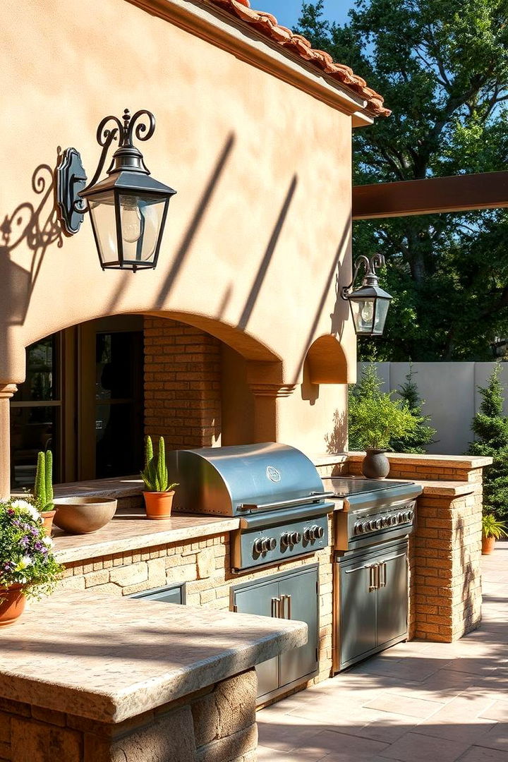 Classic Stucco Elegance - Stucco Outdoor Kitchen Designs for Durable and Stylish Cooking