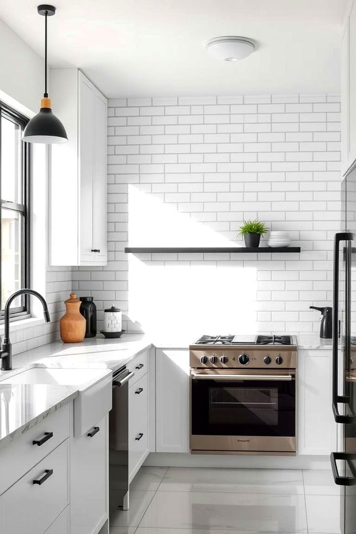 Classic Subway Tiles - Stunning Black and White Kitchen Backsplash Design Ideas