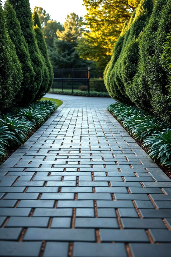 Classic Symmetry with Black Bricks - Elegant Black Brick Walkway Design Inspirations