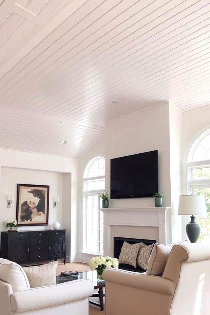 Classic White Elegance - Beadboard Ceiling Ideas: Modern & Classic Designs