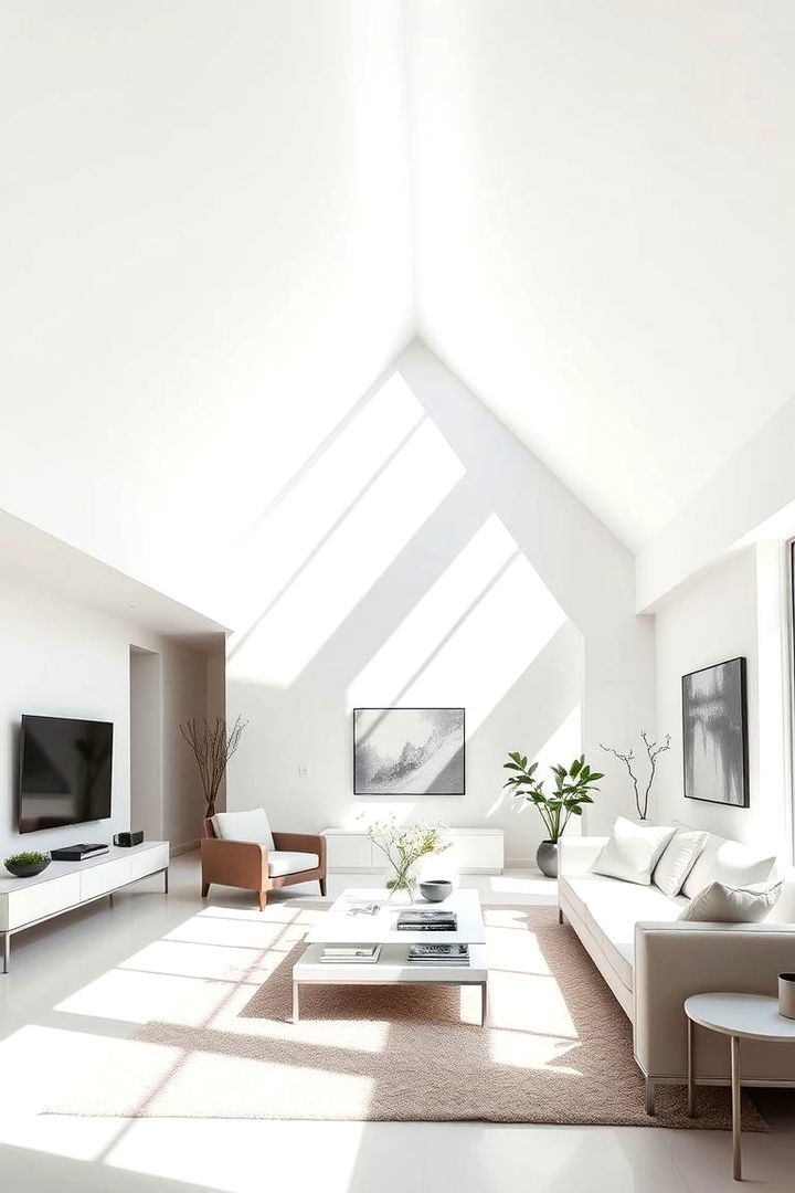 Classic White Elegance - Living Room Vaulted Ceiling Design Inspiration Ideas