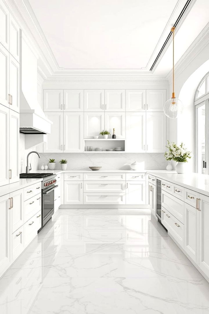Classic White Marble Elegance - Elegant Marble Kitchen Floor Ideas to Elevate Your Home