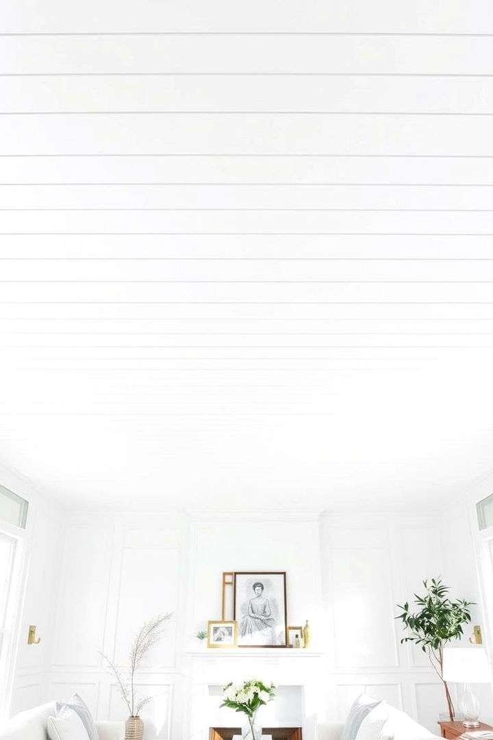 Classic White Shiplap Elegance - Shiplap Ceiling Ideas to Elevate Your Interior Design