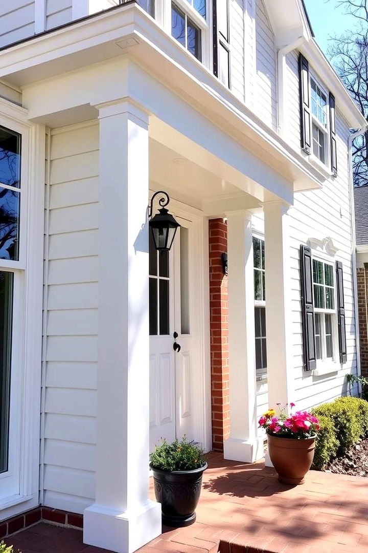 Classic White Vinyl with Red Brick Accent - Striking Vinyl Siding and Brick Exterior Combinations